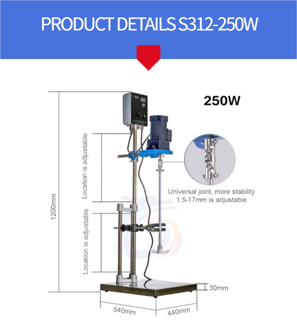 5-10L 90W Chemical Agitator Liquid Detergent Mixerl Laboratory Overhead Stirrer - Image 2