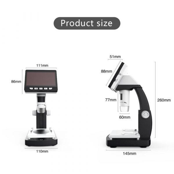 Support 4.3-Inch LCD Microscope Full HD Digital Microscope 1000X Magnification Supports Up to 64GB Memory Card - Image 4