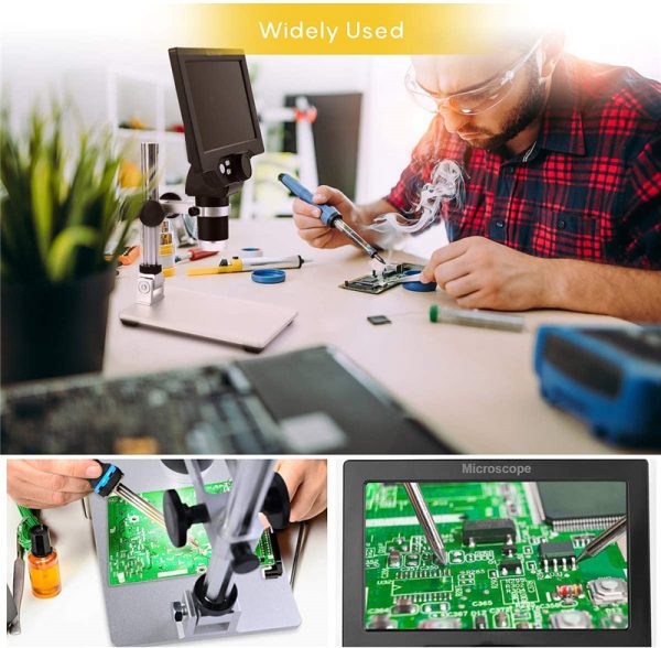 PDOK G1200 Electronic Digital Microscope 12MP 7 Inch Large Base LCD Display 1-1200X Continuous Amplification Magnifier Tool - Image 4