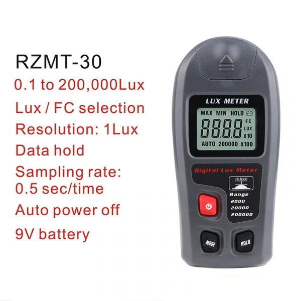 Digital LCD Display Lux meter 0~200,000lux Light Meter for Photography Luminometer photometer tester - Image 2