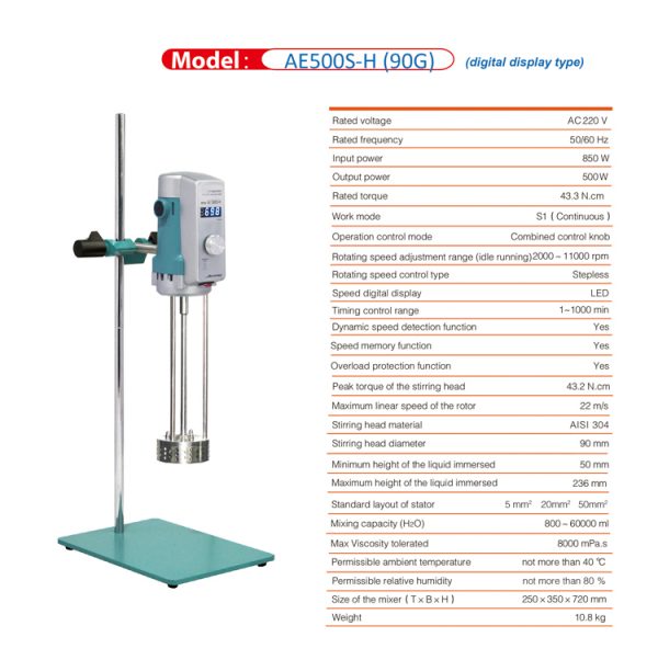 Larksci Digital Display Lab Overhead High Shear Emulsifier Homogenizer Mixer Machine Price With Stirring Heads - Image 5