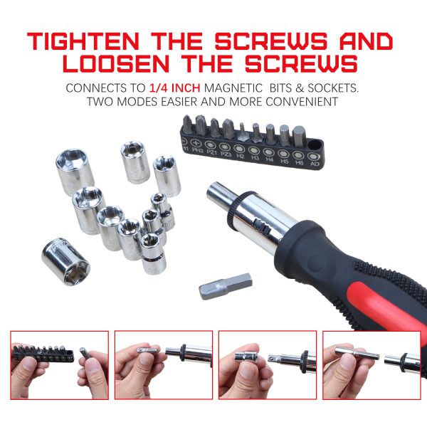 Professional Home Tool Kit Tool Set Red 146 Pieces Metric Household Hand Tools Auto Repair with Portable Toolbox for Homeowner - Image 3