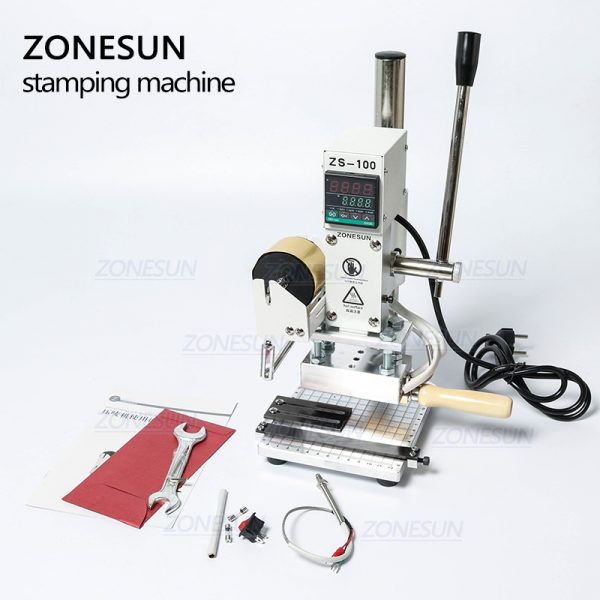 ZONESUN ZS100 Manual Paper PVC Card Hot Foil Stamping Bronzing Creasing Leather Embossing Machine Heat Press Machine Punch Press - Image 4