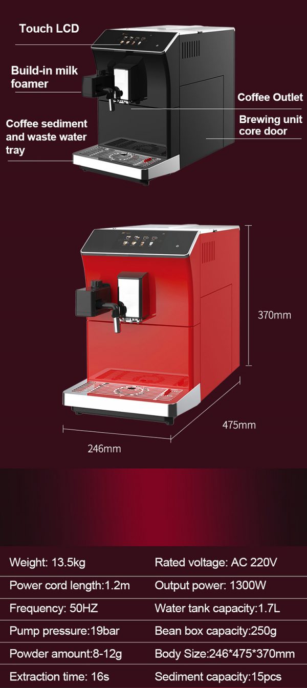 Home One-button Fully Automatic Intelligence Espresso Coffee Machine