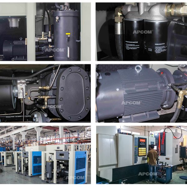 APCOM Energy-saving 20hp electric motors 15kw rotary screw compressor with frequency conversion 254cfm  air compressor - Image 4