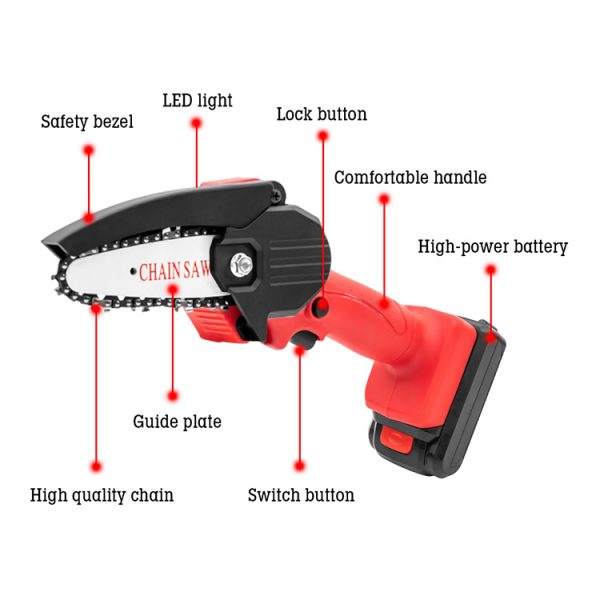 ODETOOLS 550W Cordless Chain Saws  Portable Lithium Chain Saw Mini Electric Start Chainsaw - Image 3