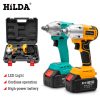 Hilda 330N.m Brushless 21V Max Cordless Torque Wrench 2000mAh Battery Tool Set Hand Driver Electric Power Impact Wrench
