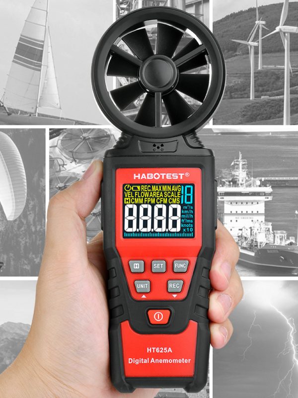 HABOTEST HT625A High Sensitivity Digital Anemometer with Color LCD Display 9999 Counters with Bargraph - Image 5