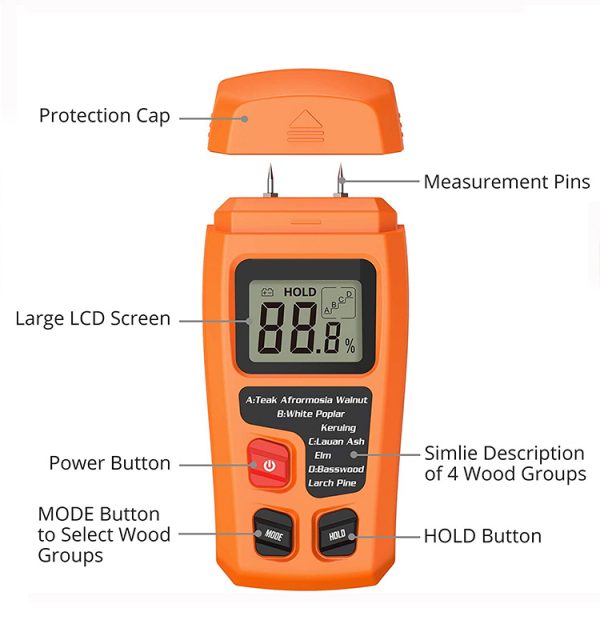 Durable Large HD LCD with Data Hold function Moisture Tester Detector Moisture Meter Testing  for Wood Firewood Logs Card - Image 3