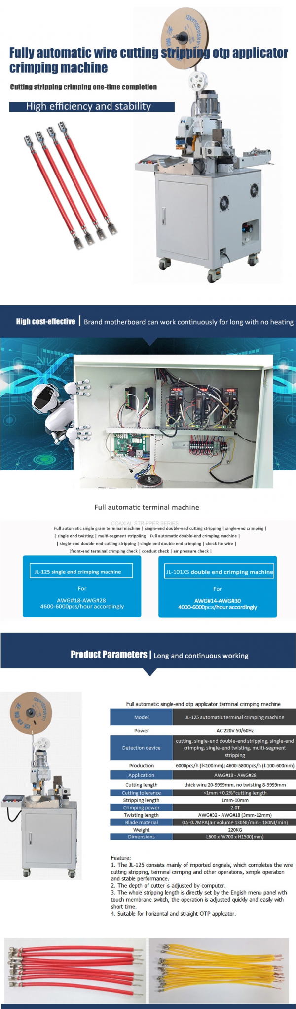 High speed and high efficiency automatic cable stripping and cutting terminal crimping machine - Image 2