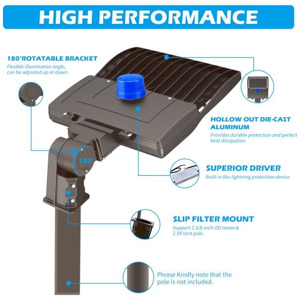 us warehouse dimmable microwave motion sensor trunk yard 150W led light shoebox fixture Pole Mount Light HPS320W - Image 2