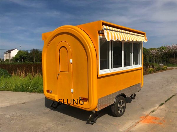 Street and Indoor Concession Camper Truck/ Ice Cream Hamburger Coffee Kiosk Cart/ Fiberglass Customized Food Trailer with Canopy