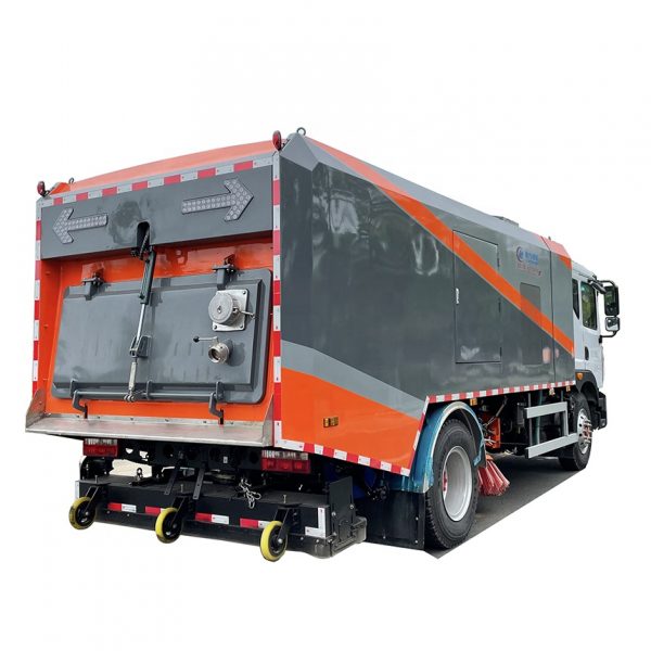 D9 Vacuum cleaner road sweeper truck with 8000 Liters garbage hopper and a vacuum suction on the rear - Image 6