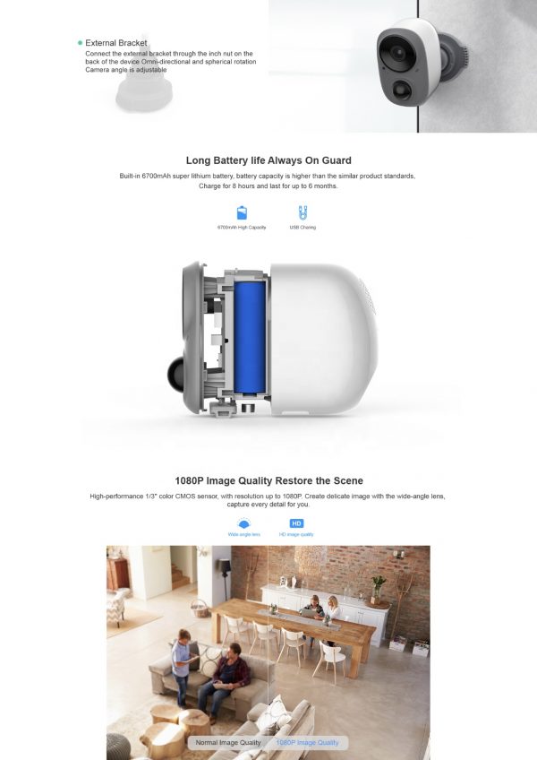 Factory supply CCTV 1080P solar rechargeable wireless security camera bulit-in mic/speaker Solar dvr security camera - Image 4