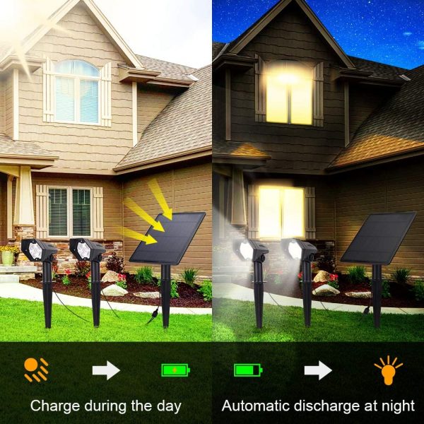 newest hot sale RGB pure white warm white 30 lighting angle landscape garden led solar dual spotlight solar energy lamp - Image 4