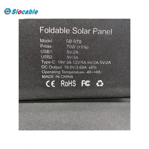 Slocable IP67 Portable 70W Monocrystalline Foldable Solar Pane with Output Battery Charger - Image 2