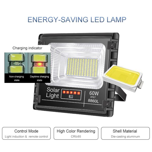 Portable Emergency Security Projector heavy duty IP65 Outdoor solar led flood light with Solar panel cell timer remote control - Image 3