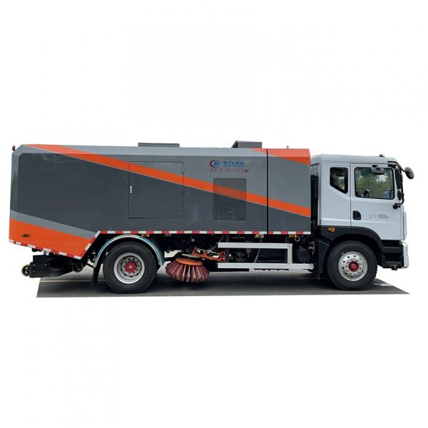 DFAC 4X2 High efficiently Road Vacuum Sweeper Truck with 2 brushes and a rear vacuum suction for highway sweeping work - Image 2