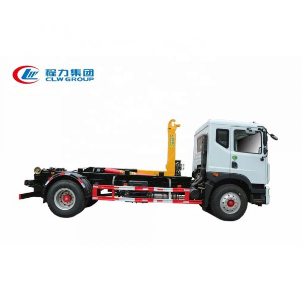 China 6 wheels 12T Hook lift arm garbage truck 15 cbm Garbage Can Hook Lift Loader  Rear Loader Garbage truck - Image 3