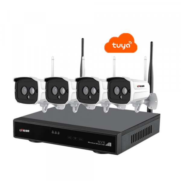 H.265 4CH 8CH Tuya CCTV Camera System Waterproof Wifi Camera NVR Kit with 12 inch Monitor - Image 2