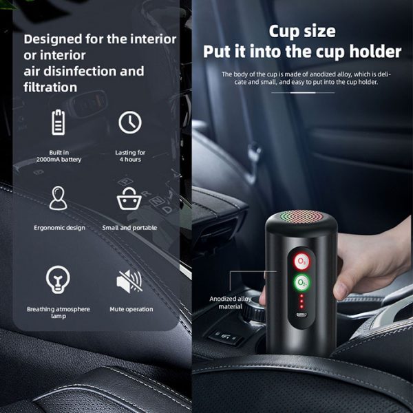 20min Auto Off  Expelling Smell Aldehyde 50mg/h Anion Generator Ozone Car Air Purifier Portable - Image 3