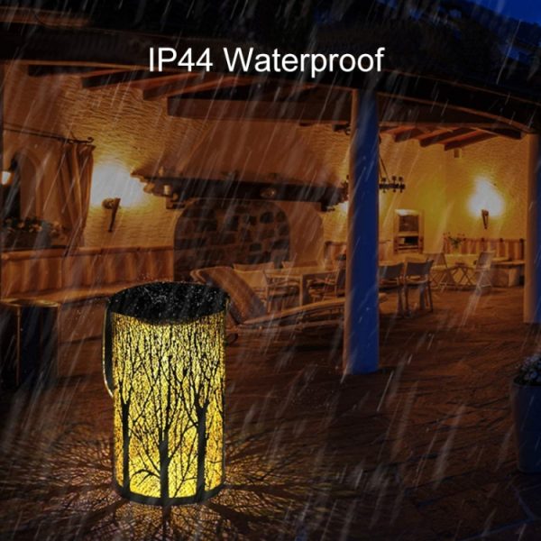 Best Selling Outdoor Solar Wrought Iron Projection Lamp Hollow Wall Hanging Portable Garden Decorative Lamp, Style:Trunk - Image 3