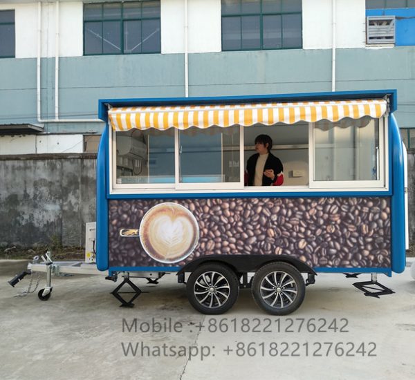blue customized 7.6*5.5ft sliding windows carts to sell fast food/ food van for sale/ fast food trailer for ice cream truck - Image 2