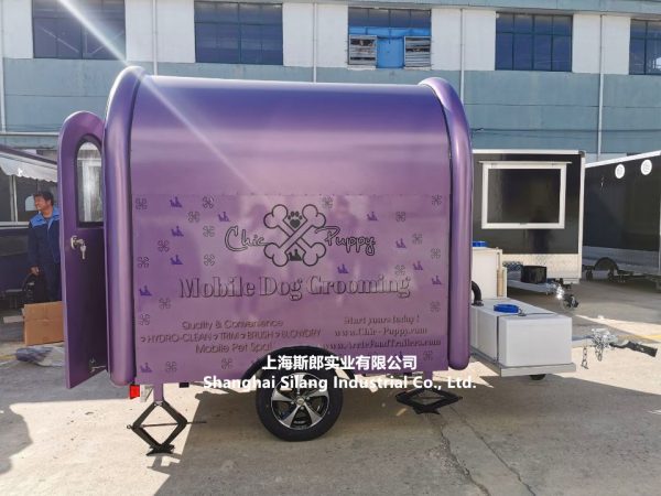 Australia Mobile Dog Grooming Trailer/ 230*165*240cm pet house/ purple traction fiberglass food cart food truck