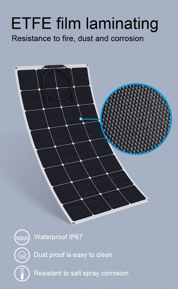 120W 20.8V ETFE Sunpower Cells Green Energy Photovoltic Semi Flexible Solar Panel Power For Yachts Cars Campervans RVs Boats - Image 4