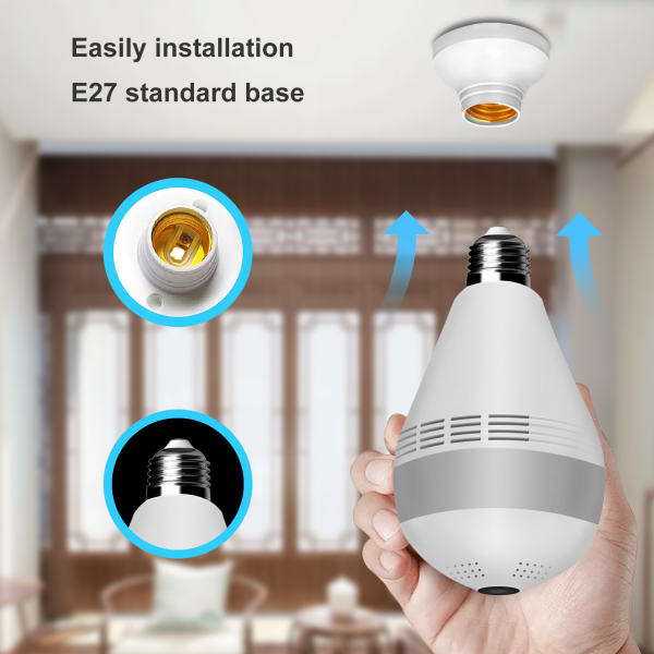 Best Price 1080P 3MP Hidden Wireless Panoramic Fisheye 360 Camera Light Bulb CCTV Camera - Image 2