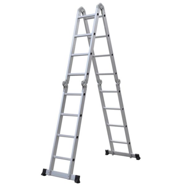 US Warehouse 15.5ft Household Multifunctional Aluminum Alloy Small Joint Foldable Telescopic Ladder 16-step Unloading Ladder - Image 6